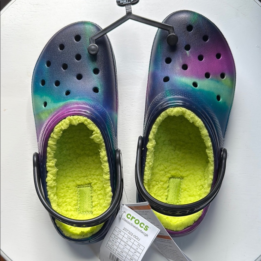 Crocs Kids Shoes - Multicolor with Lime Green Lining